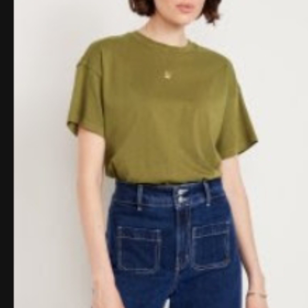 Old Navy Olive Short Sleeve Boxy Crewneck Tee - Women